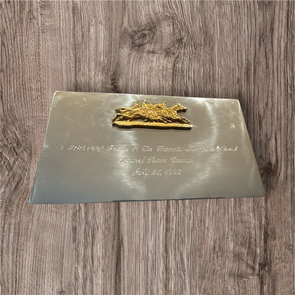 KIRK STIEFF PEWTER COMMEMORATIVE PLAQUE MEMORIAL DASH Laurel Race Course Horse